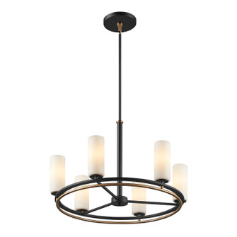 Fusion Six Light Chandelier in Matte Black w/ Brass Accents (102|FSN-7003-OPAL-MBBR)