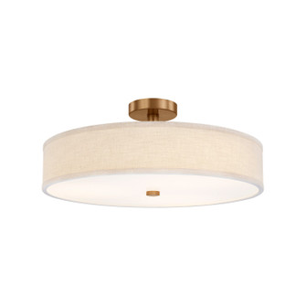 Textile LED Semi-Flush Mount in Brushed Brass (102|FAB-9302-CREM-BRSS)