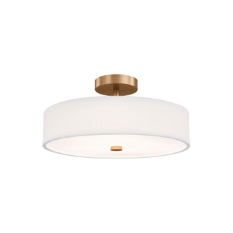 Textile LED Semi-Flush Mount in Brushed Brass (102|FAB-9301-WHTE-BRSS)