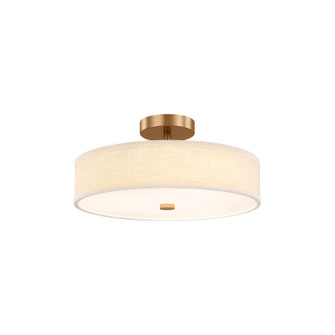 Textile LED Semi-Flush Mount in Brushed Brass (102|FAB-9301-CREM-BRSS)