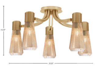 Everleigh Five Light Semi-Flush Mount in New Age Brass (200|4817-NAB-883)