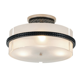 Mazant Three Light Semi-Flush Mount in Matte Black + Polished Chrome (175|FM91598PC-16)