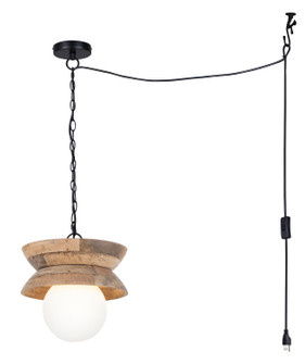 Maeva One Light Pendant in Natural Wood + Black (387|IPL2271B01NA)