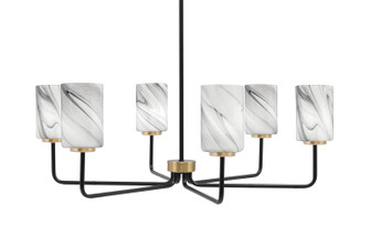 Sandia Six Light Chandelier in Matte Black & New Age Brass (200|6206-MBNAB-3009)