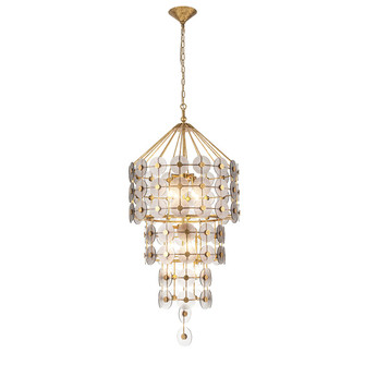 Meridian Nine Light Pendant in Distressed Gold & Smoked Glass (175|CH30213-21)