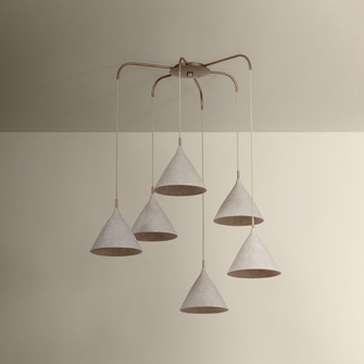 Benson Six Light Chandelier in Patina Brass (67|F2240-PBR/LWP)