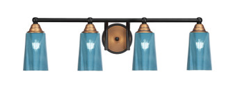 Paramount Four Light Bath Bar in Matte Black & Bass (200|3424-MBBR-265)