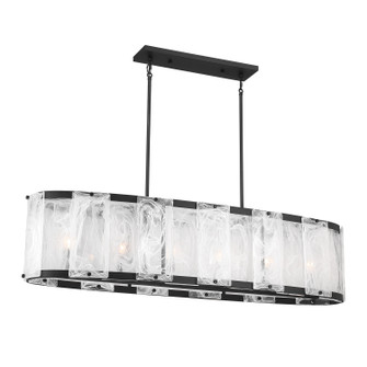 Veil Six Light Linear Chandelier in Dark Matte Black (7|3639-899)
