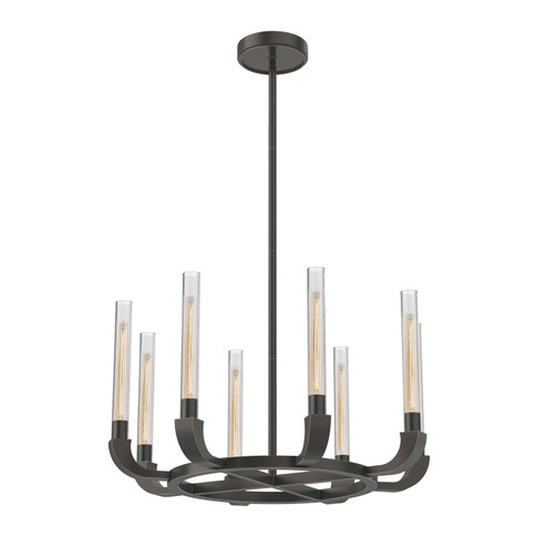 Flute Eight Light Chandelier in Ribbed Glass/Urban Bronze (452|CH316708UBCR)