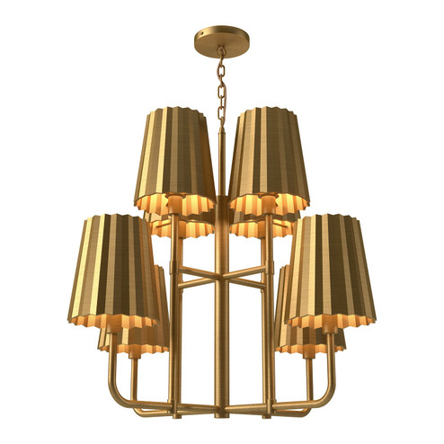 Plisse Eight Light Chandelier in Aged Gold (452|CH528830AG)