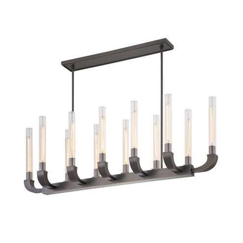 Flute 12 Light Island Pendant in Ribbed Glass/Urban Bronze (452|LP316012UBCR)