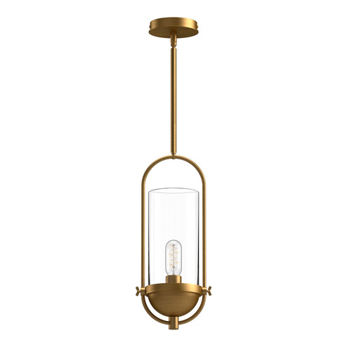 Cyrus One Light Pendant in Aged Gold/Clear Glass (452|PD539018AGCL)