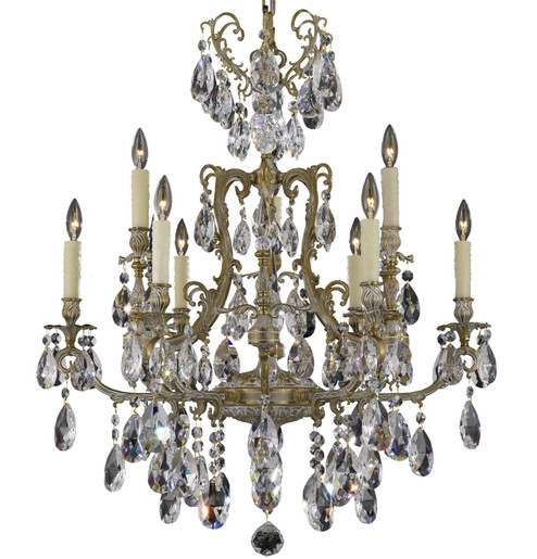 Parisian Nine Light Chandelier in Aged Bronze satin (183|CH7423-A-13S-ST)