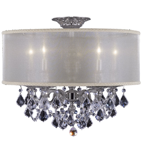 Llydia Five Light Semi Flush Mount in Antique Silver (183|FM6511-O-10G-ST-GL)