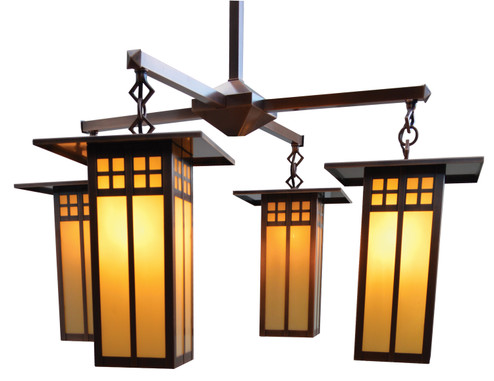 Glasgow Four Light Chandelier in Mission Brown (37|GCH-9L/4GW-MB)