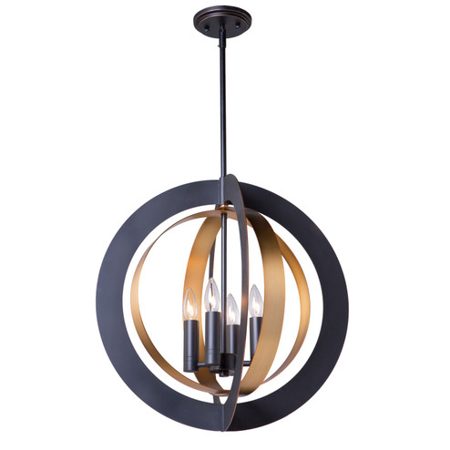 Capri Four Light Chandelier in Dark Bronze & Satin Brass (78|AC11234)