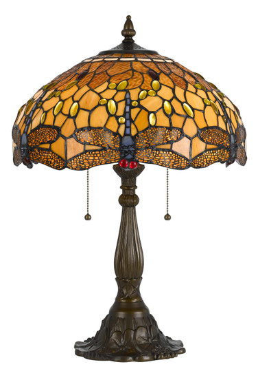 Tiffany Two Light Table Lamp in Antique brass (225|BO-2372TB)