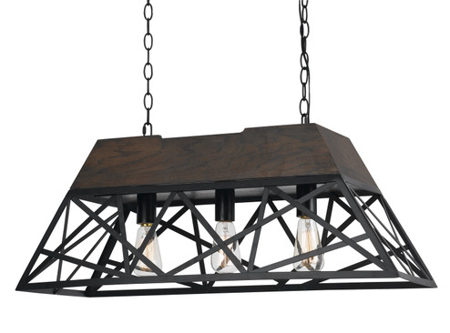 Antonio Three Light Chandelier in Wood/Dark Bronze (225|FX-3585-3) Antonio Three Light Chandelier in Wood/Dark Bronze (225|FX-3585-3)