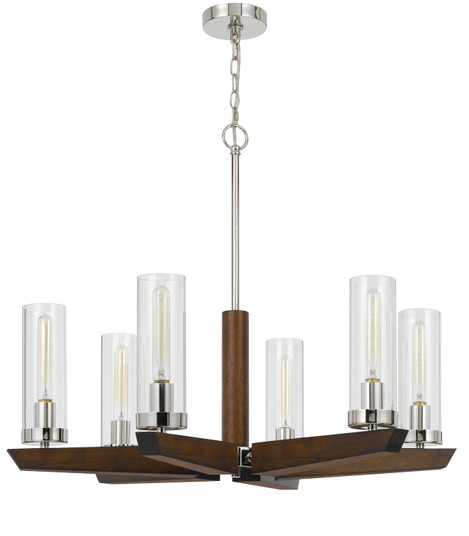 Ercolano Six Light Chandelier in Wood/Brushed Steel (225|FX-3756-6)