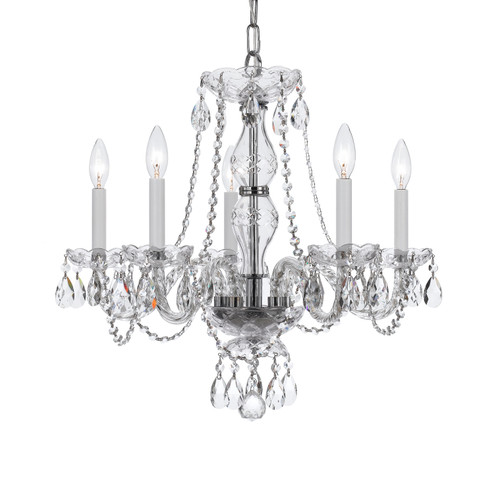 Traditional Crystal Five Light Chandelier in Polished Chrome (60|5085-CH-CL-SAQ)