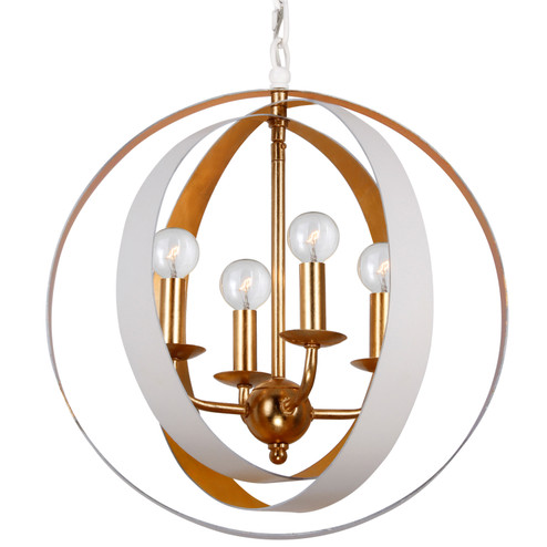 Luna Four Light Mini Chandelier in Matte White / Antique Gold (60|584-MT-GA)