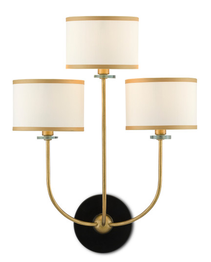 Croydon Three Light Wall Sconce in Brass/Satin Black/White (142|5000-0192)