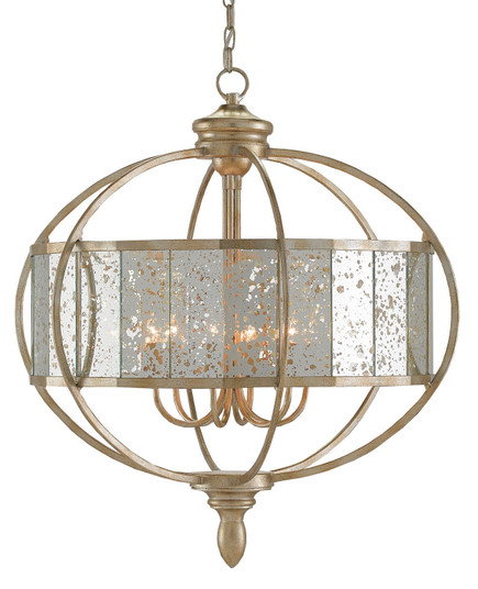 Florence Collection Six Light Chandelier in Silver Granello/Raj Mirror (142|9000-0072)