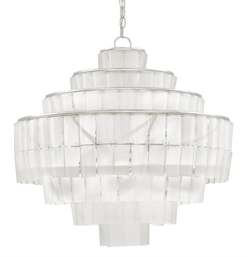 Sommelier Eight Light Chandelier in Opaque White/Contemporary Silver Leaf (142|9000-0160)
