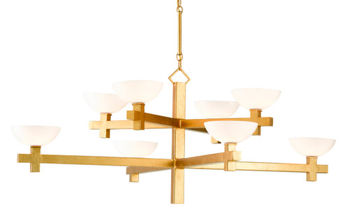 Poitou Gold Chandelier Eight Light Chandelier in Contemporary Gold Leaf/White (142|9000-0642)