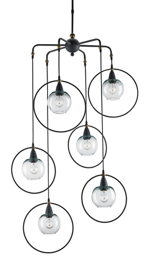 Moorsgate Six Light Pendant in Blacksmith/Old Brass/Clear (142|9869)
