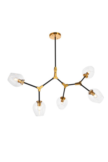 Cavoli Five Light Pendant in Light Antique Brass and Flat Black (173|1712D42LAB)