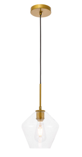 Gene One Light Pendant in Brass and Clear glass (173|LD2256BR)