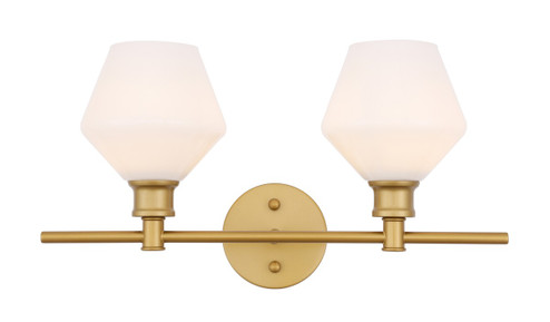 Gene Two Light Wall Sconce in Brass and Frosted white glass (173|LD2313BR)