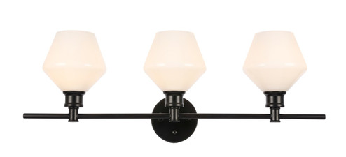 Gene Three Light Wall Sconce in Black and Frosted white glass (173|LD2317BK)