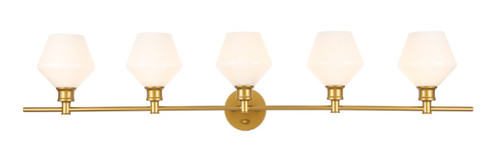 Gene Five Light Wall Sconce in Brass and Frosted white glass (173|LD2325BR)