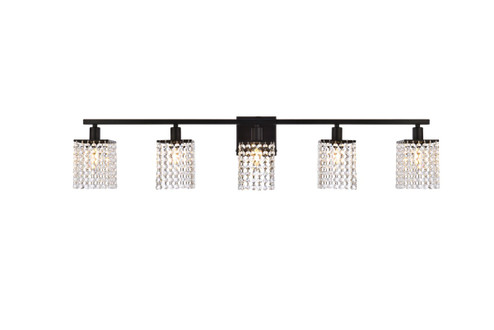 Phineas Five Light Bath in Black and Clear (173|LD7014BK)