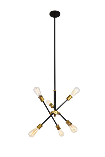 Axel Six Light Pendant in Black and Brass (173|LD8015D18BK)