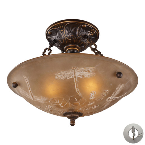 Restoration Three Light Semi Flush Mount in Golden Bronze (45|08096-AGB-LA)