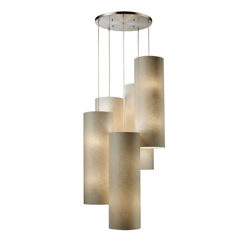 Fabric Cylinders 20 Light Pendant in Satin Nickel (45|20160/20R)