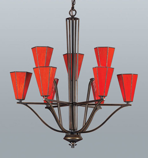 Mission Nine Light Chandelier in Aged Bronze (45|2870/6+3)