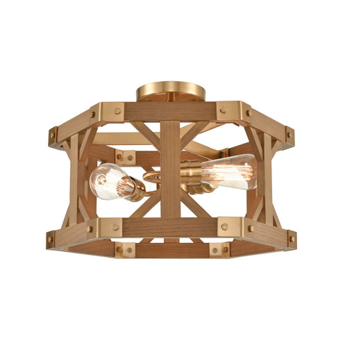 Structure Three Light Semi Flush Mount in Satin Brass (45|33331/3)