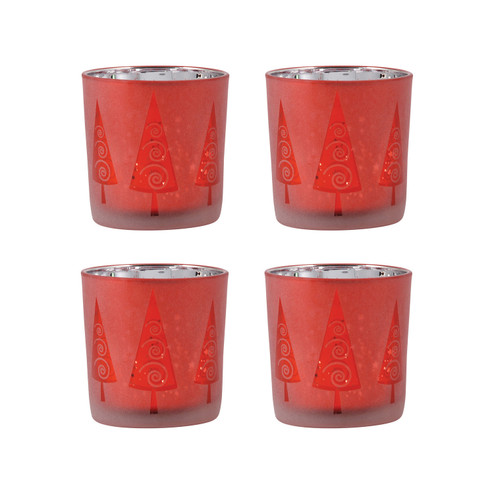 Modern Trees Tree Votives (Set Of 4) in Red (45|394560/S4)