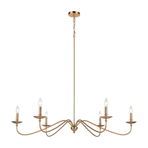 Wellsley Six Light Linear Chandelier in Burnished Brass (45|46799/6)