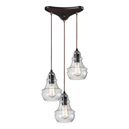 Menlow Park Three Light Pendant in Oiled Bronze (45|60047-3)