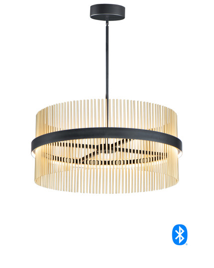 Chimes WiZ LED Pendant in Black / Satin Brass (86|E34207-BKSBR)