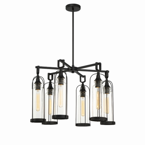 Yasmin Six Light Outdoor Chandelier in Satin Black (40|42729-013)