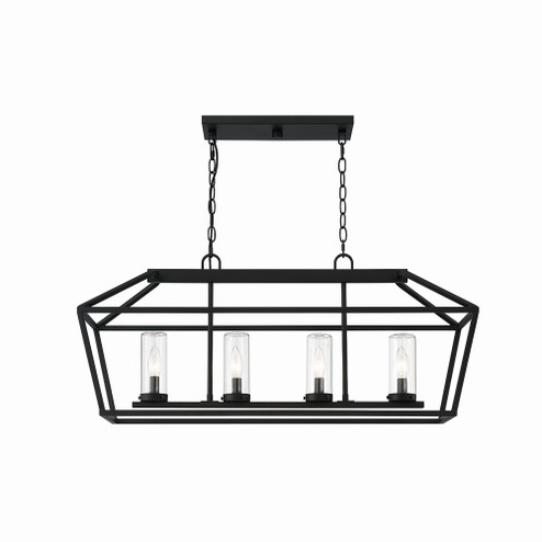 Bastille Four Light Outdoor Chandelier in Satin Black (40|42740-018)