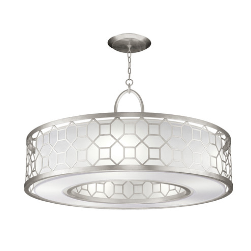 Allegretto Five Light Pendant in Silver Leaf w/White Fabric Shade (48|780340-SF41)