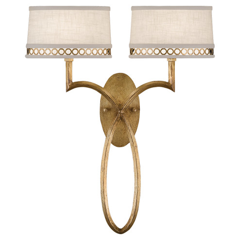 Allegretto Two Light Wall Sconce in Gold w/White Linen Shades (48|784750-2ST)