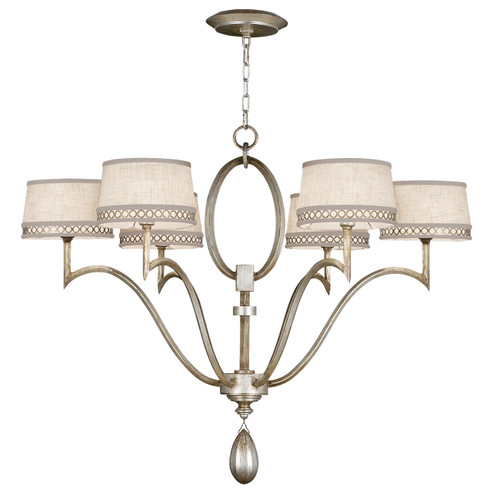 Allegretto Six Light Chandelier in Silver w/White Linen Shades (48|785840ST)